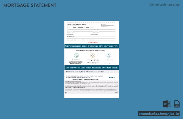Hypothekenabrechnung der Pentagon Federal Credit Union (USA) im Word- und PDF-Format, 3 Seiten, Beispielvorschau